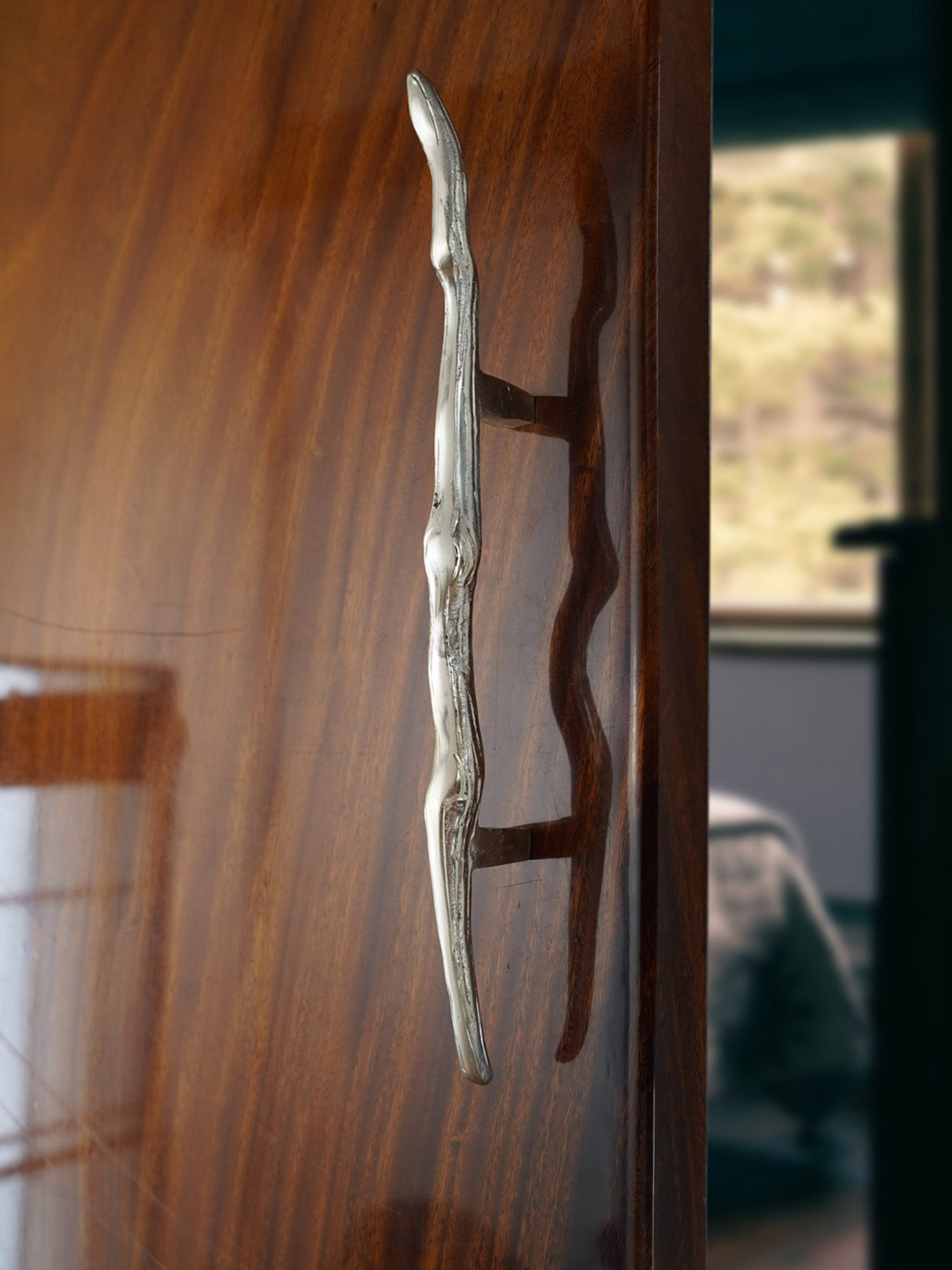 Folkstorys Silver Metal Linear Branch Wardrobe Door handle