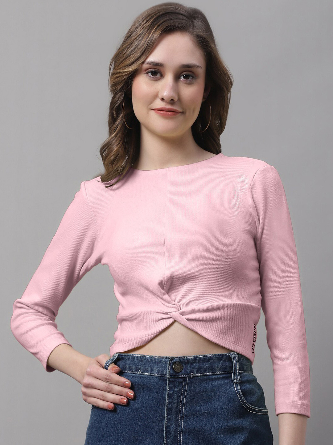 FBAR Long Sleeves Cotton Crop Fitted Top