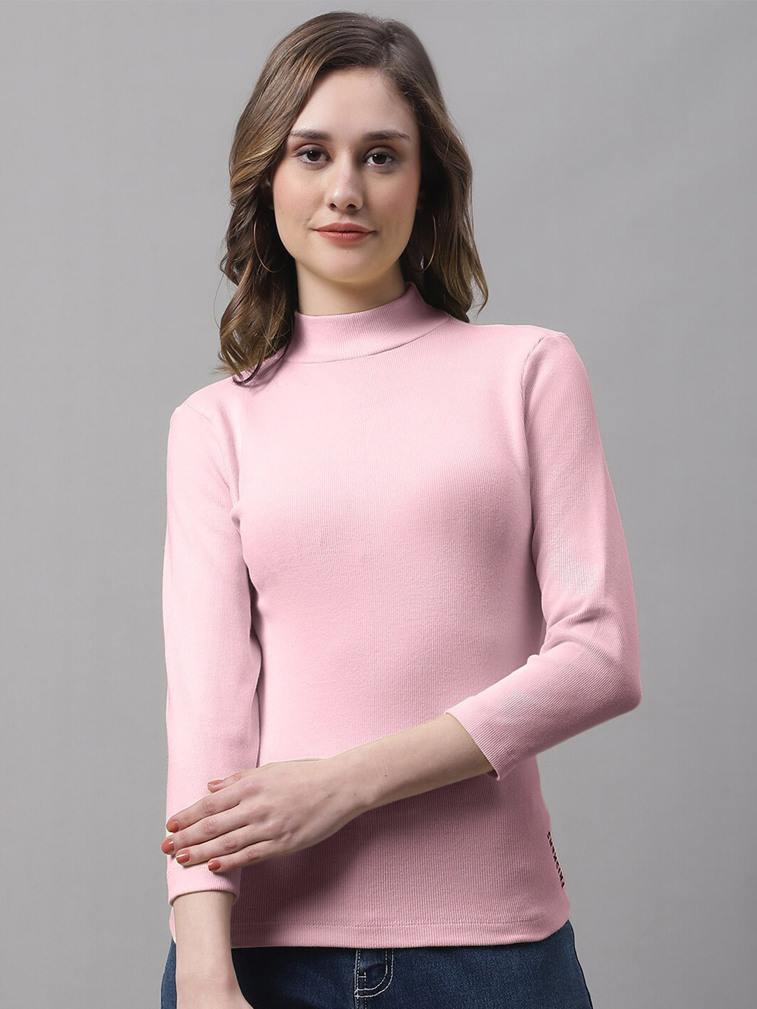 FBAR Turtle Neck Ribbed Cotton Top