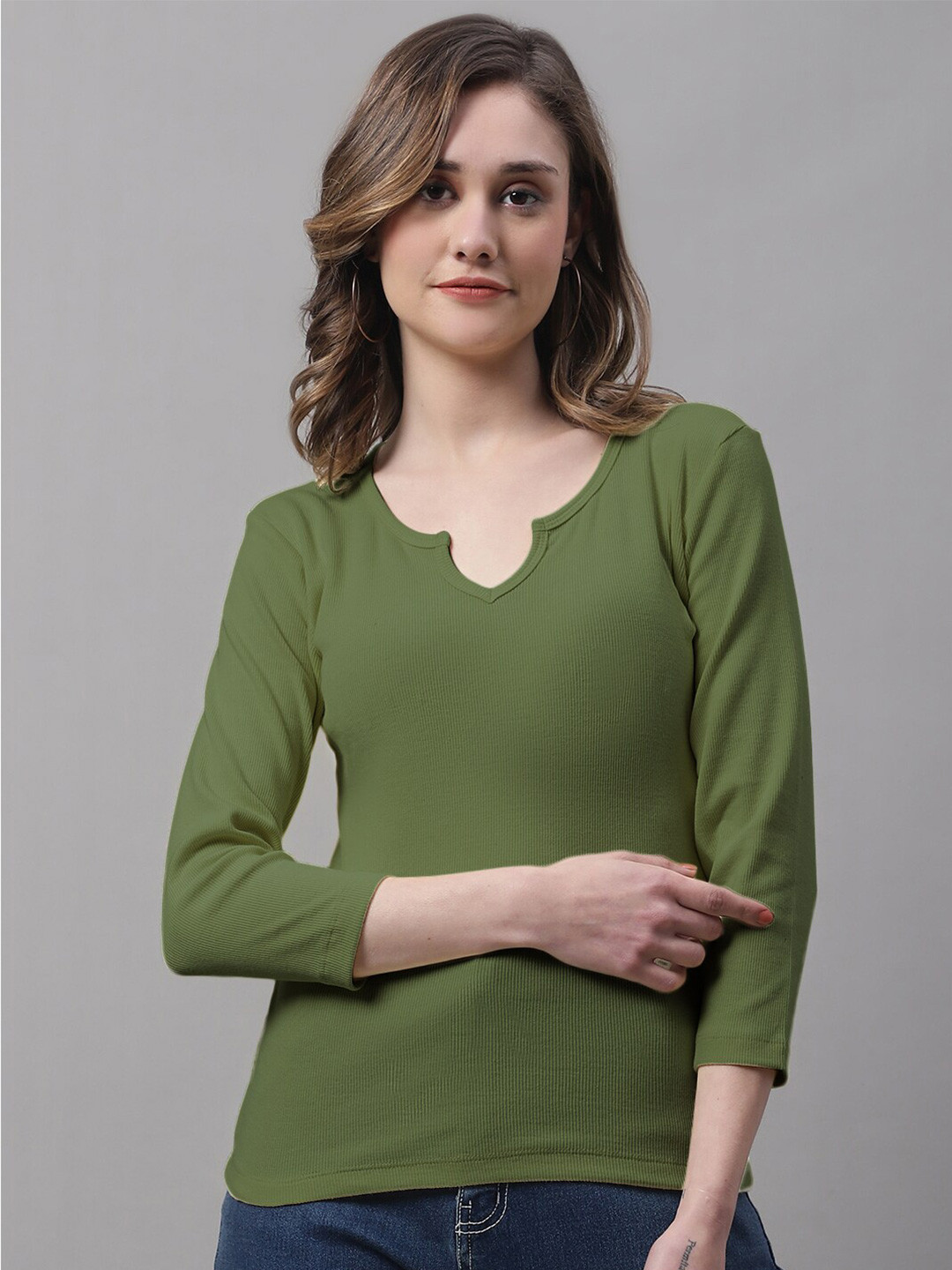 FBAR V-Neck Ribbed Cotton Top