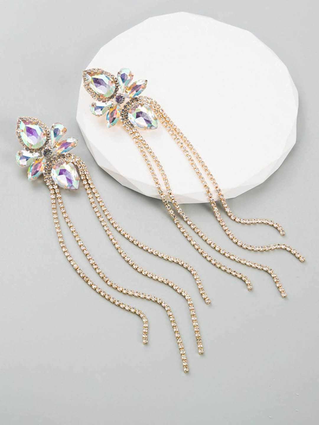 Bellofox Gold-Toned Artificial Stone Contemporary Drop Earrings