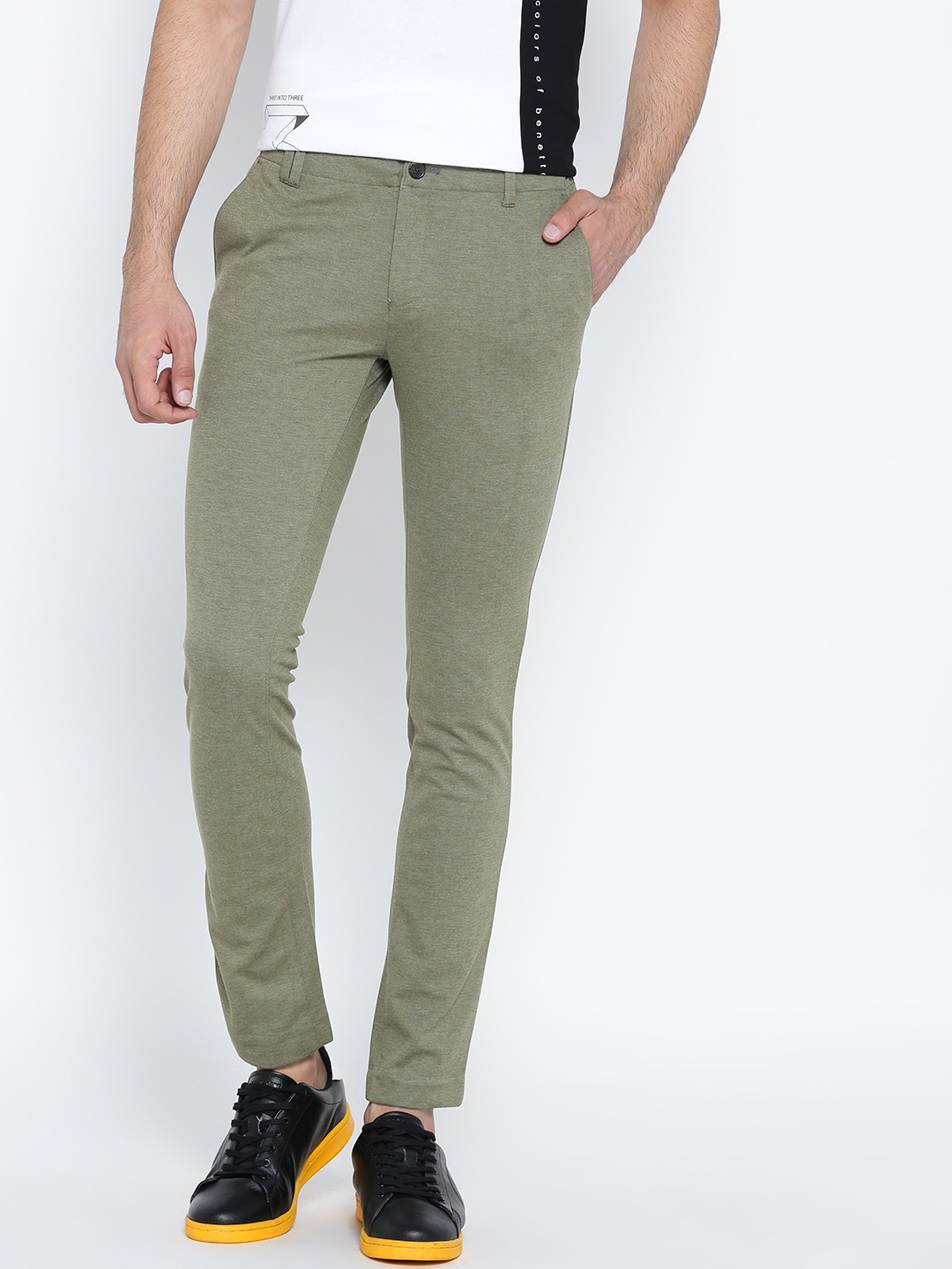Buy United Colors Of Benetton Men Beige Slim Fit Linen Casual Trousers   Trousers for Men 717614  Myntra