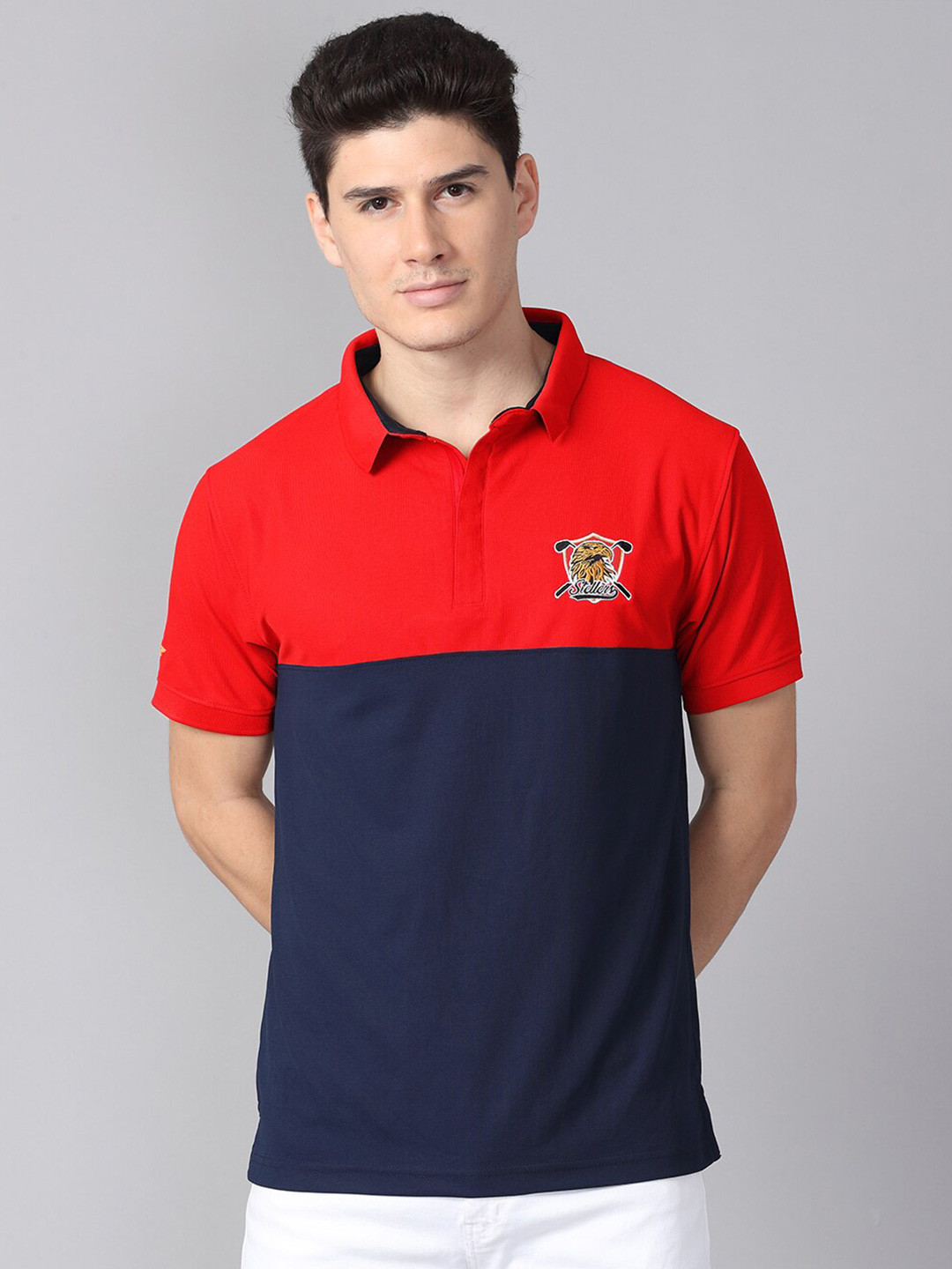STELLERS Colourblocked Polo Collar Casual T-Shirt