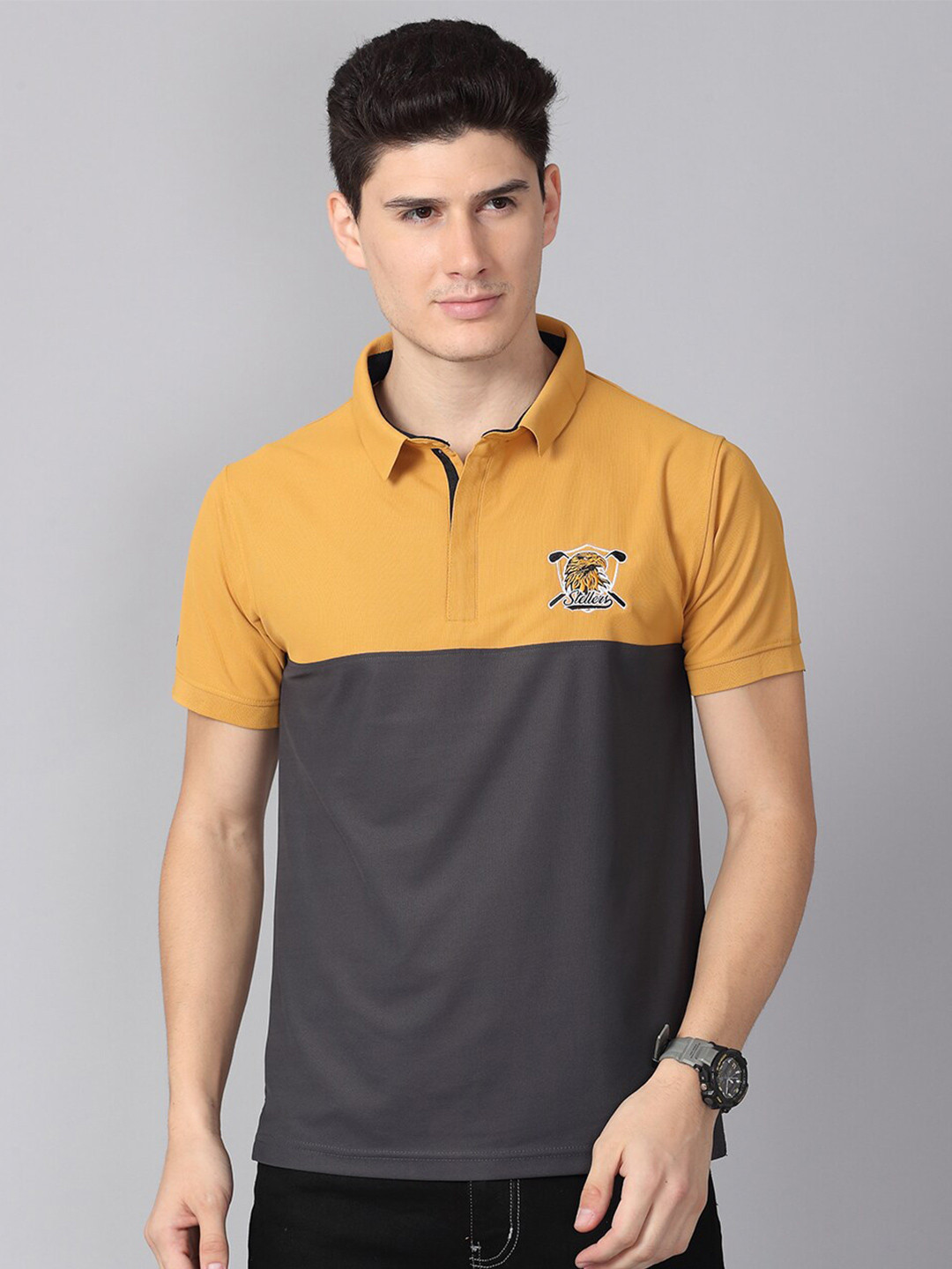 STELLERS Colourblocked Polo Collar T-shirt