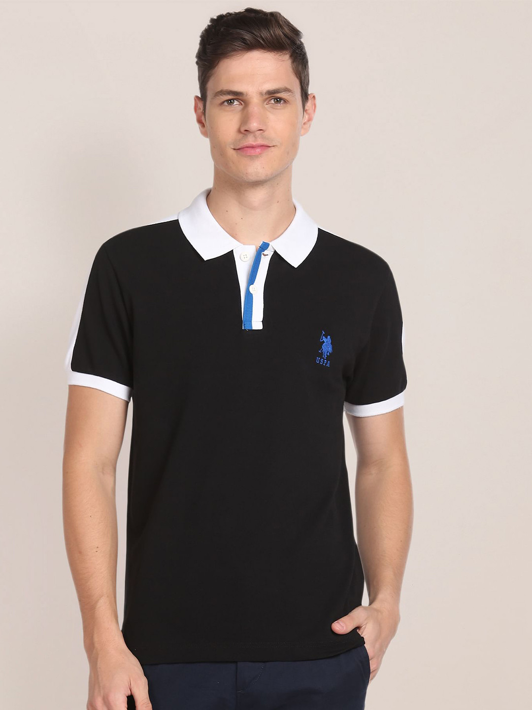 U.S. Polo Assn. Contrast Tape Polo Collar Pure Cotton T-shirt