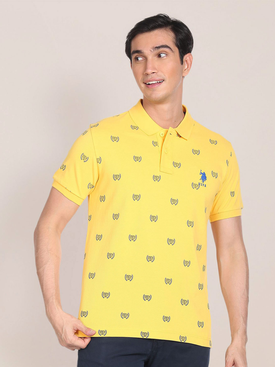 U.S. Polo Assn. All Over Branding Cotton Polo Shirt