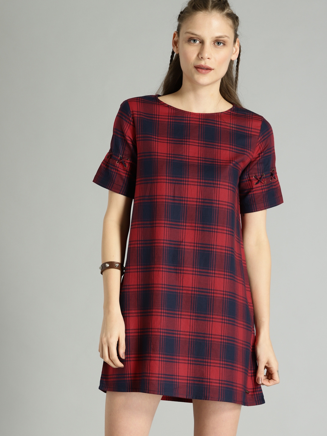 checked a line dress