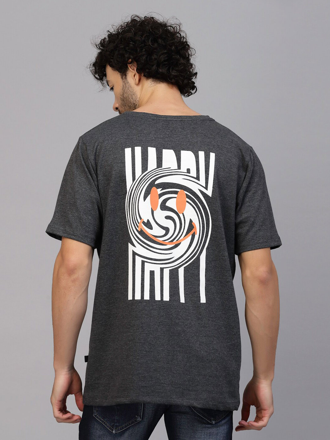 Charcoal Graphic Printed Regular Fit T-shirt