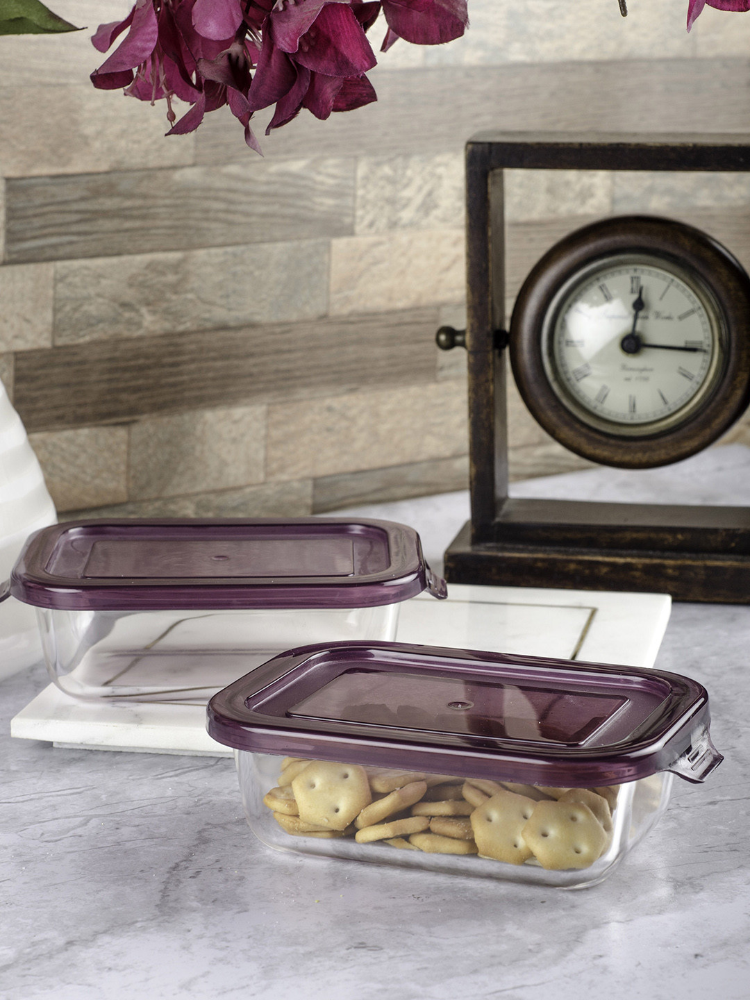 GOODHOMES Transparent 2 Pieces Borosilicate Glass Storage Boxes 400 ml Each