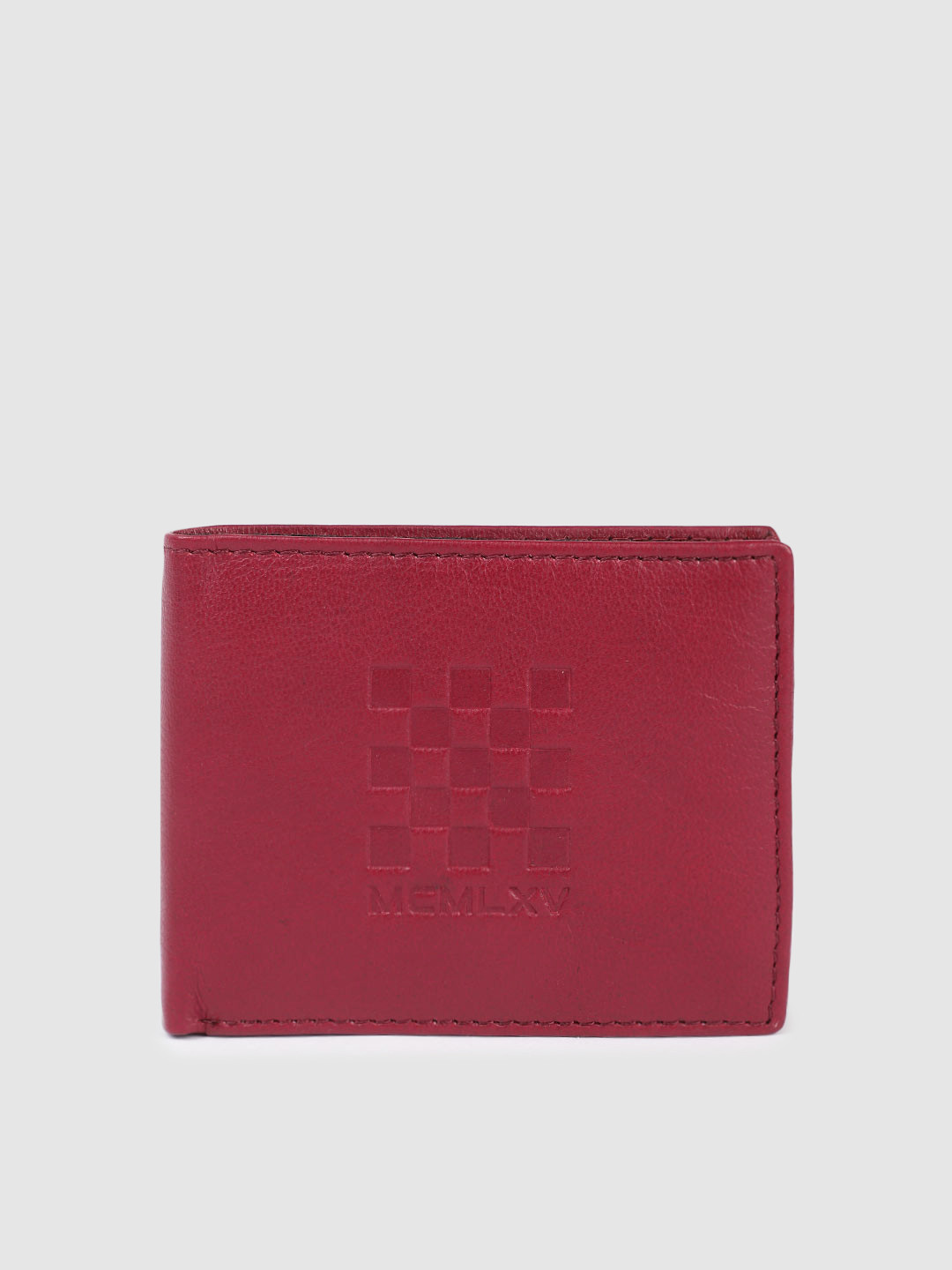 United Colors of Benetton Men Geometric Indentations Leather Two Fold Wallet