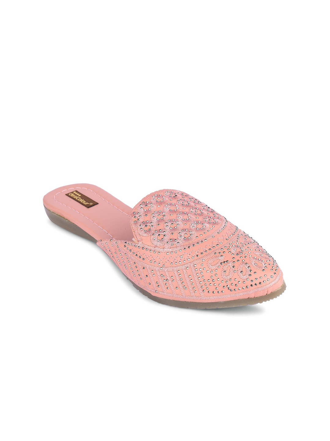 DESI COLOUR Embellished Mules Flats