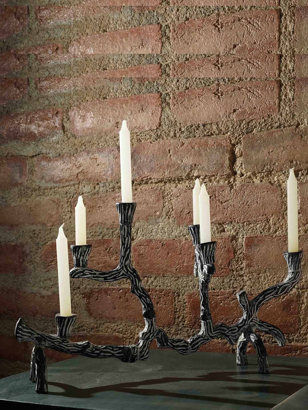 Folkstorys Grey Textured Washed Candleholder