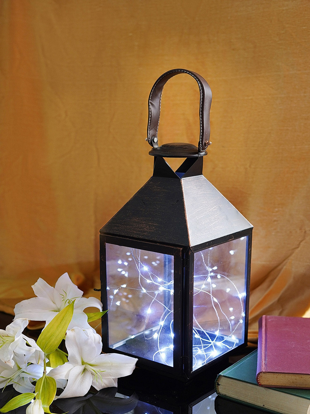 Folkstorys Black Textured lantern Candle Holder