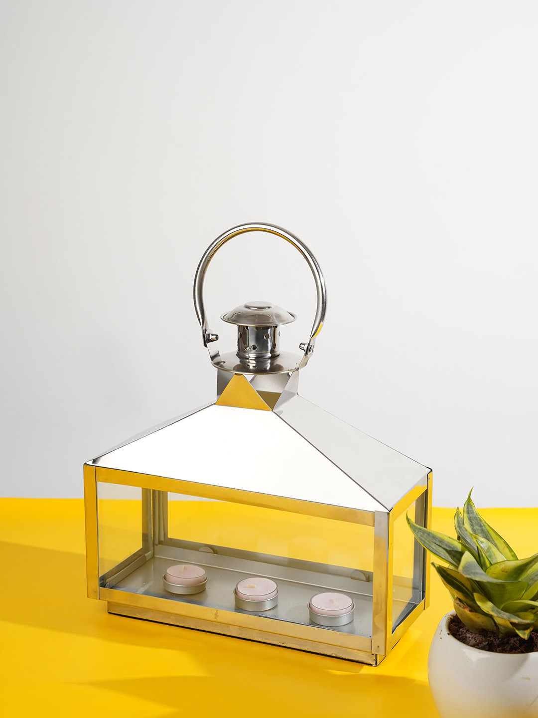 Folkstorys Transparent Textured Horizontal lantern Candle Holder