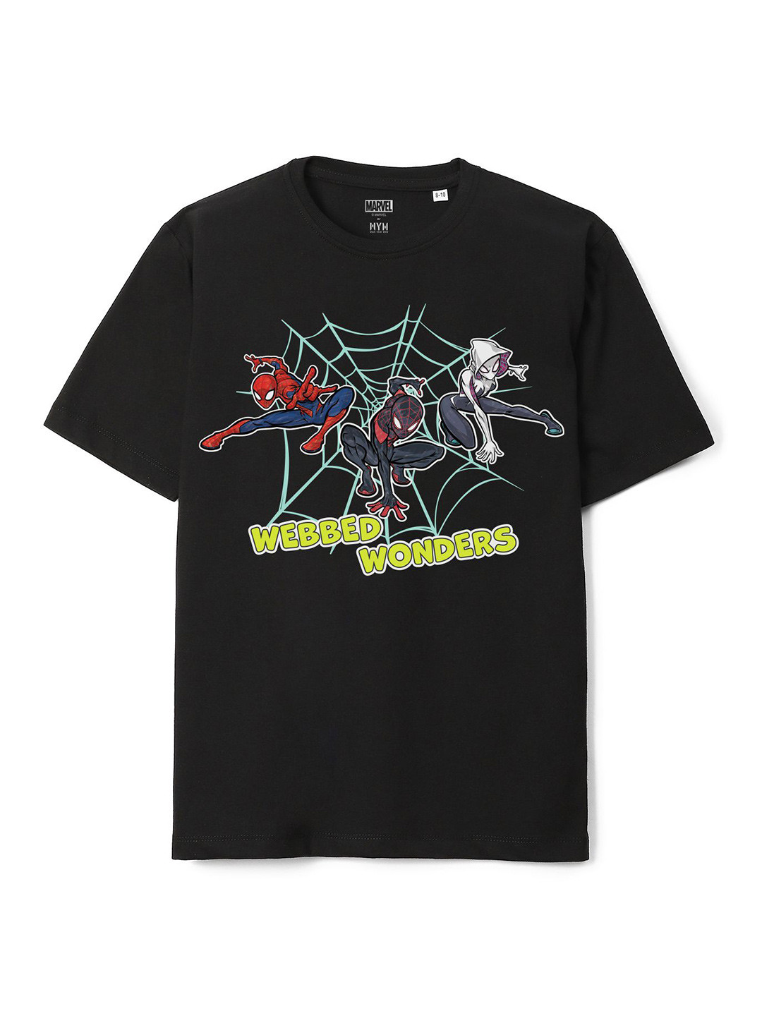 Wear Your Mind Boys Spider- Man Printed Oversized Knitted Pure Cotton T-Shirt