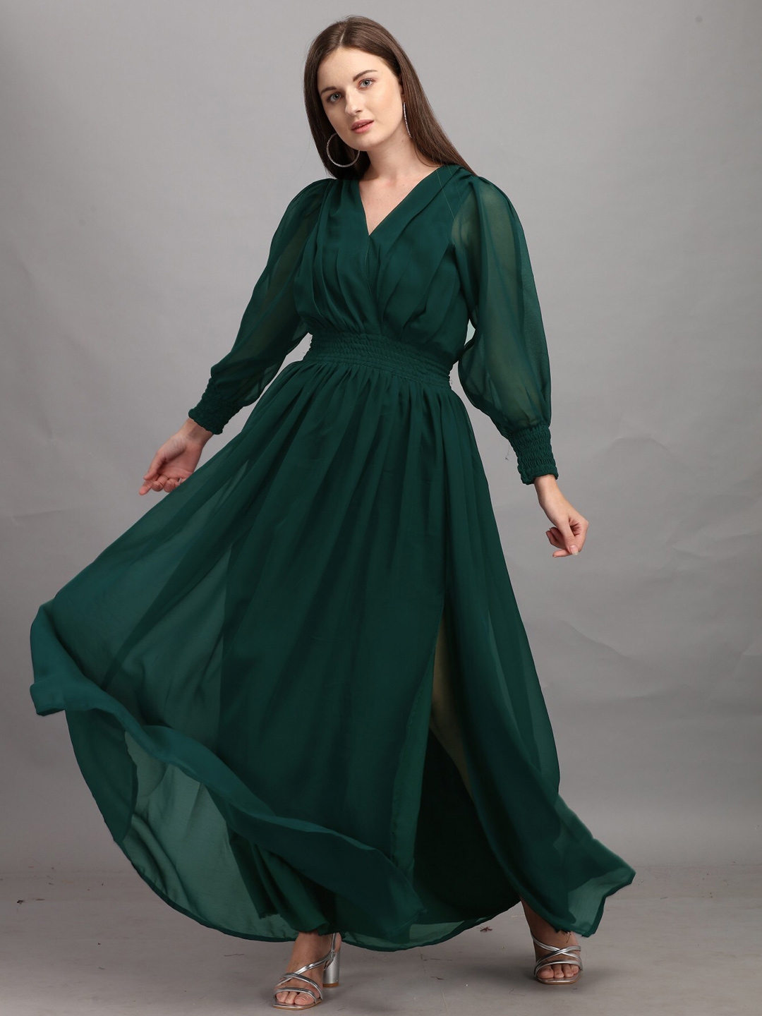 Georgette gowns with sleeves hotsell