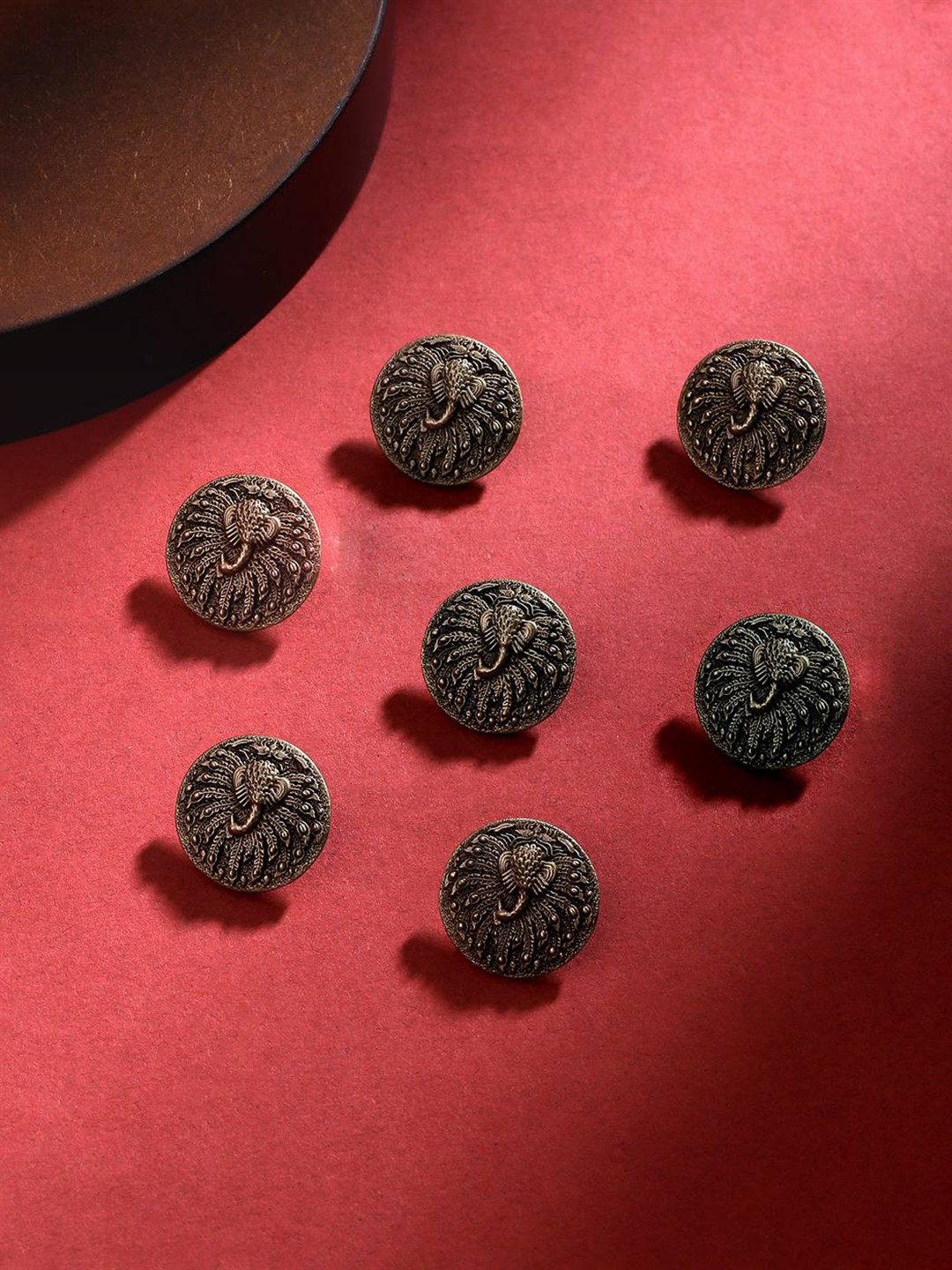 COSA NOSTRAA Set of 7 Silver Peacock Suit/Sherwani Buttons