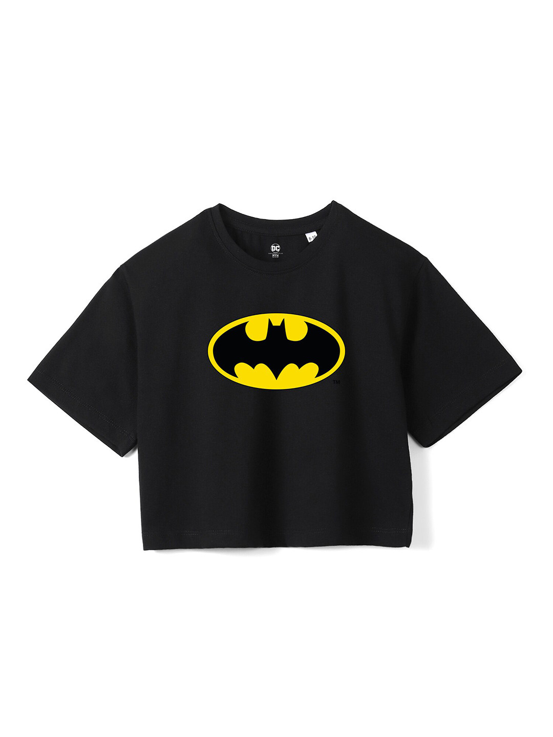 Wear Your Mind Girls Batman Printed Crop Boxy -Fit Pure Cotton T-Shirt