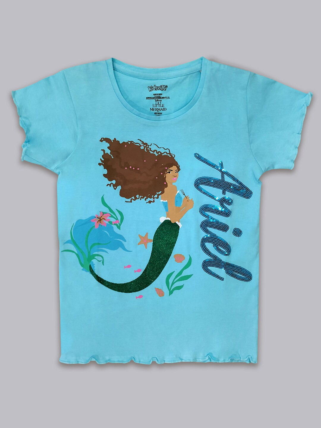Kids Ville Girls The Little Mermaid Printed Cotton T-Shirt