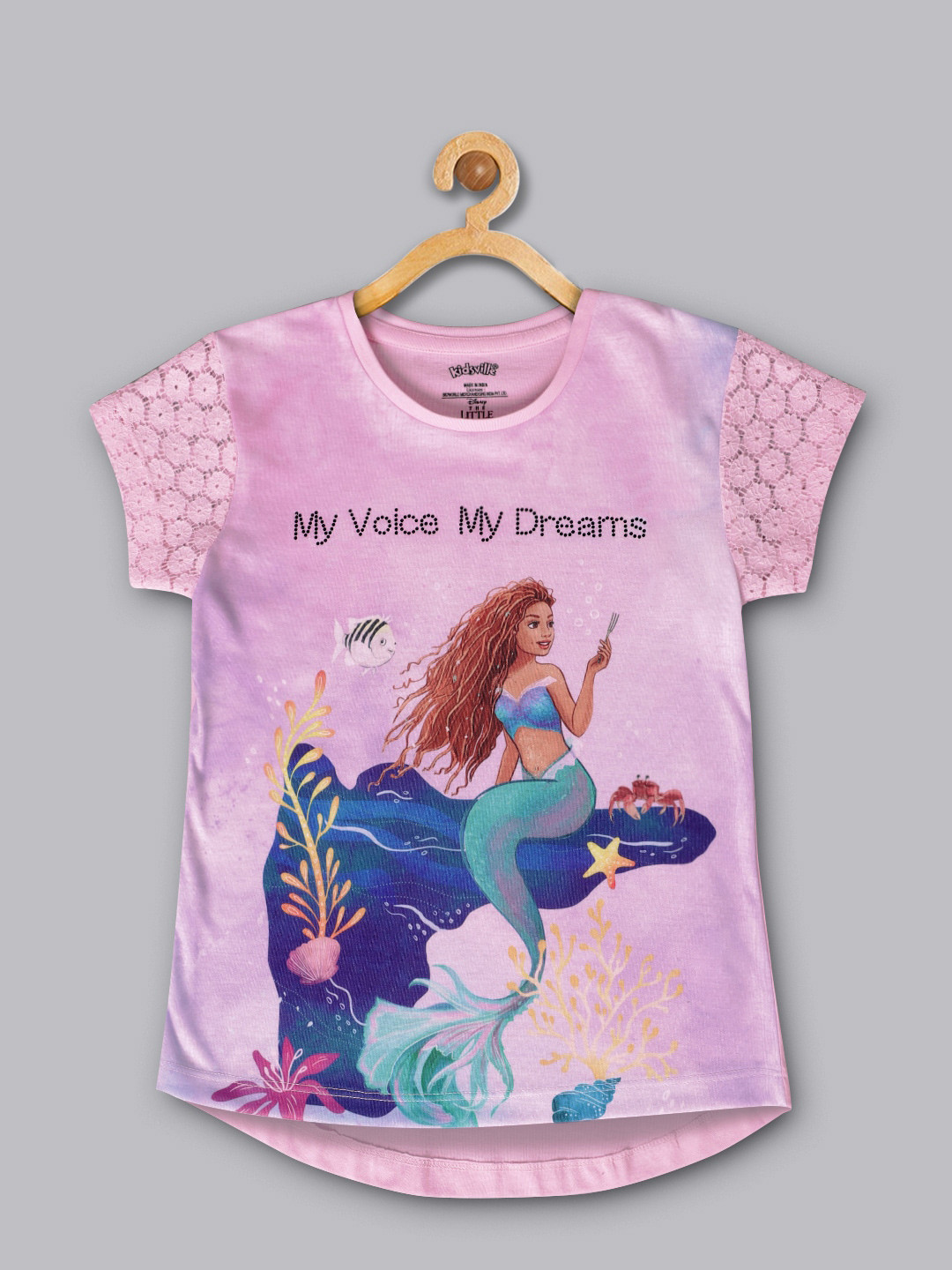 Kids Ville Girls Little Mermaid Printed Cotton T-Shirt