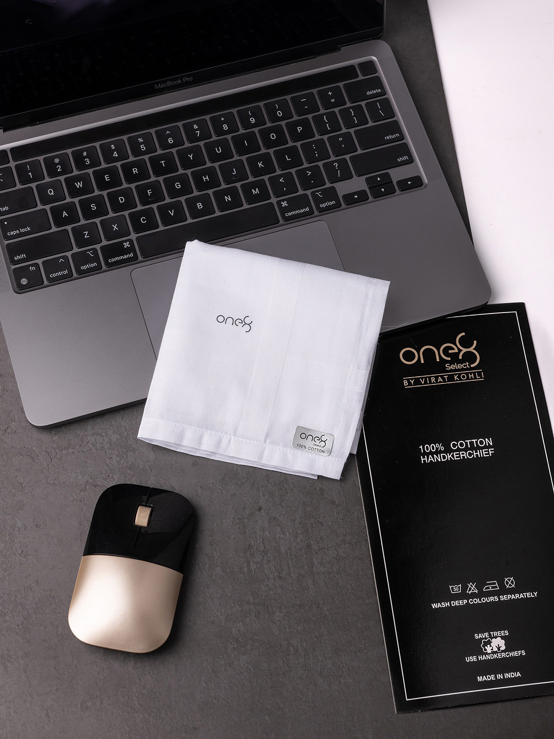 One8 Men Pack Of 3 Logo Printed Cotton Handkerchief