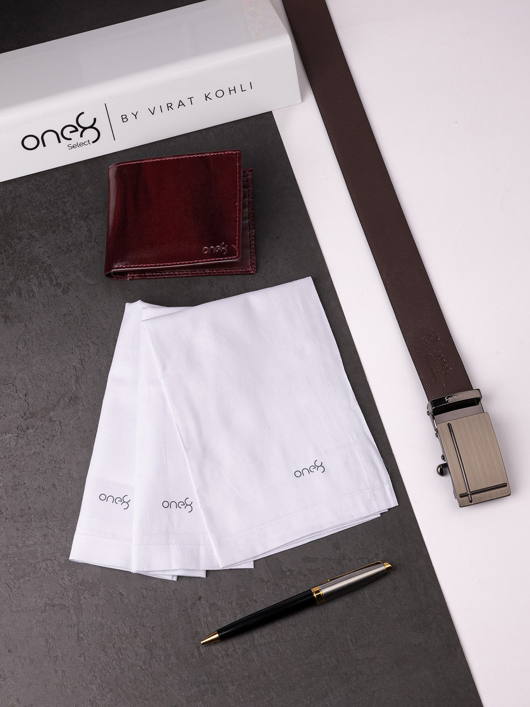 One8 Men Pack Of 6 Logo Printed Cotton Anti-Bacterial Handkerchiefs