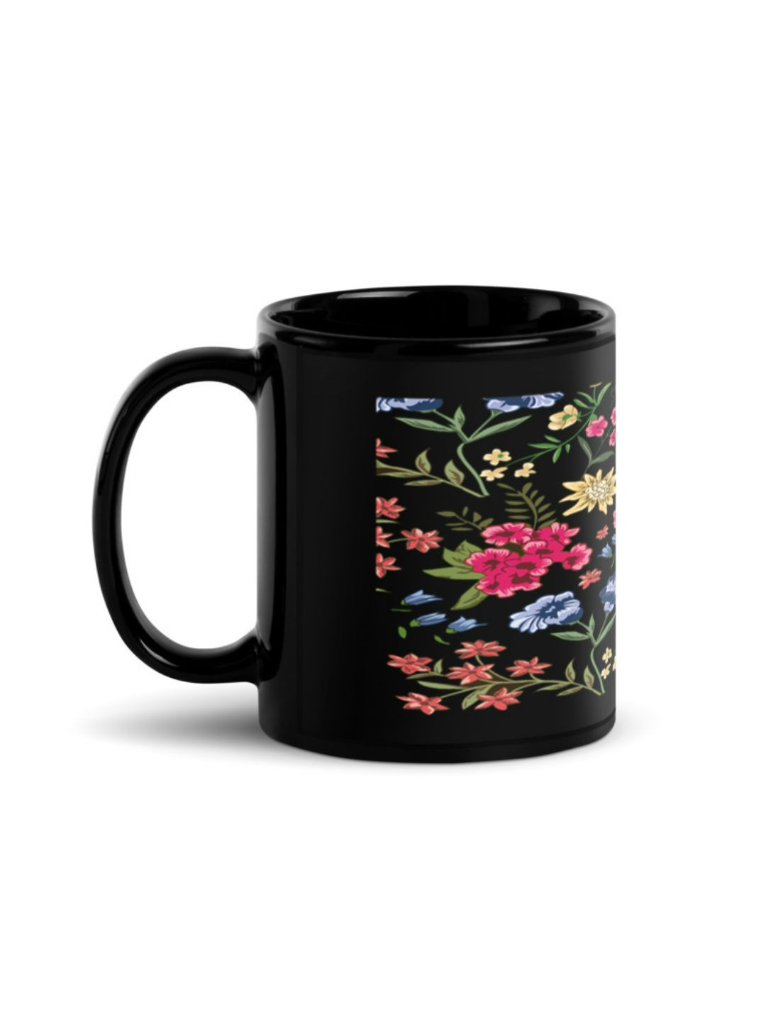 RISH Adamya Name Personalised Black Floral Ceramic Handmade Mug-325ml