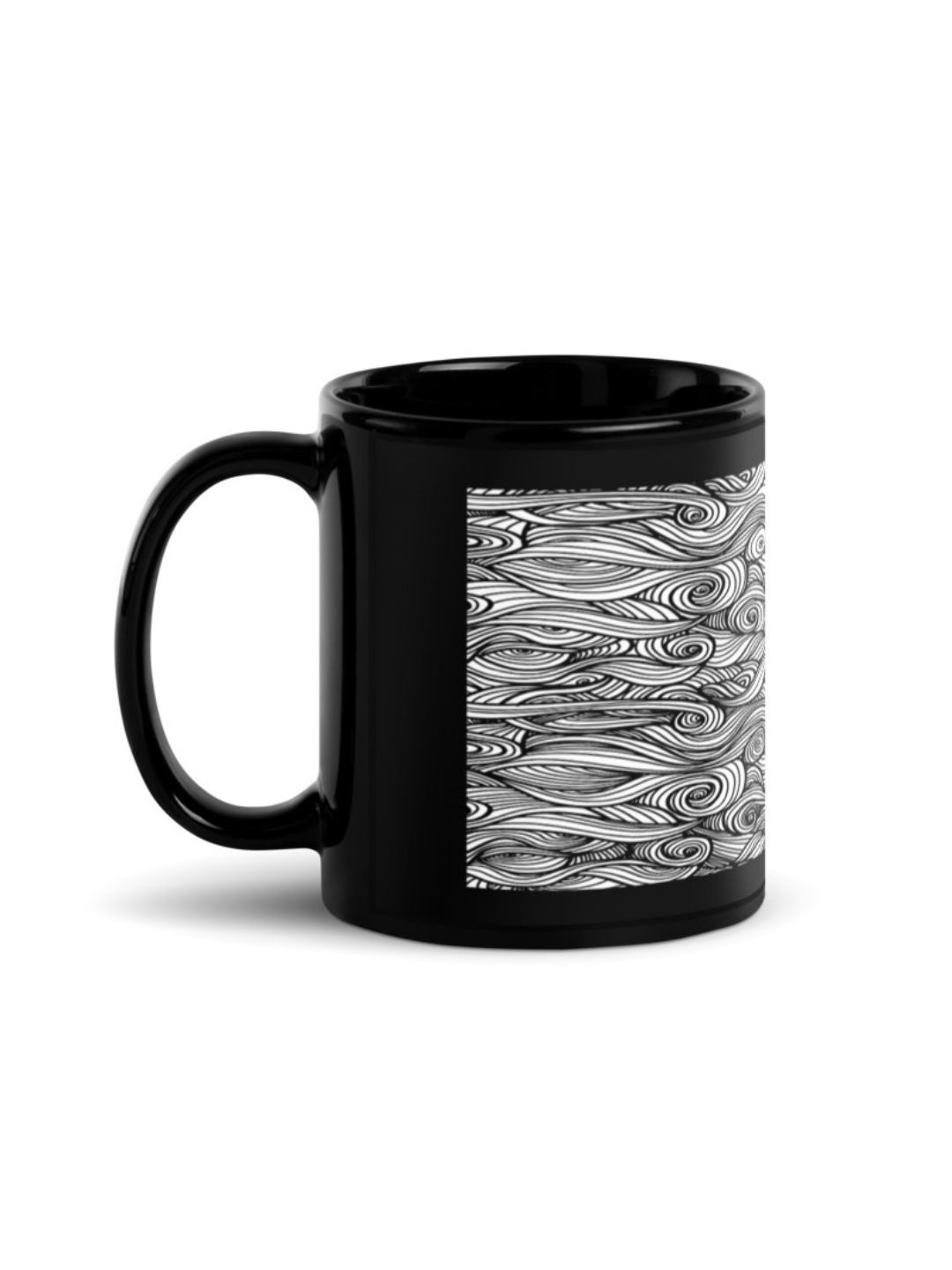 RISH Black Abstract Ceramic Handmade Mug-325ml