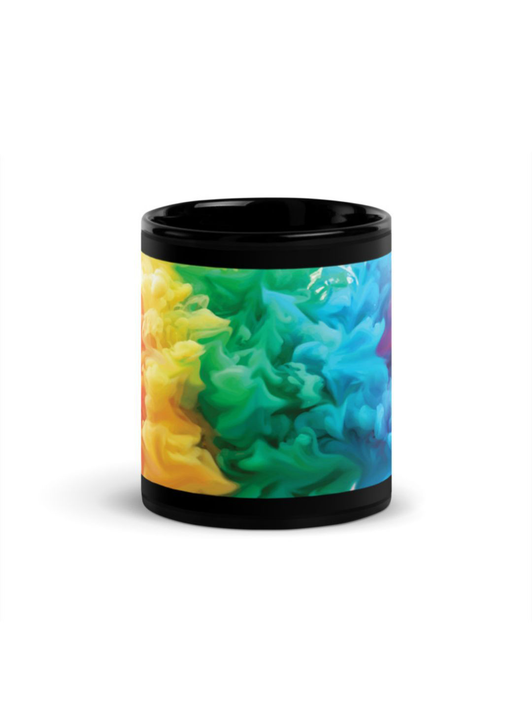 RISH Leaf Sips Black Abstract Ceramic Microwave Safe Mug-325ml