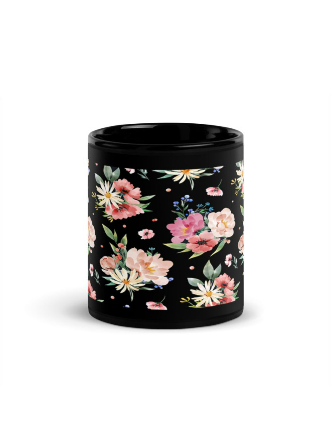 RISH Sanjeev Kapoor Thinkfood Black Floral Ceramic Microwave Safe Mug-325ml