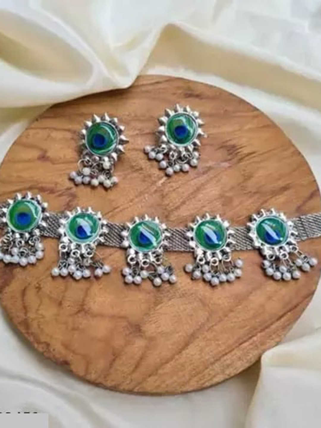 Samridhi DC Fashionable Silver-Plated  Oxidised Silver Jewellery Set