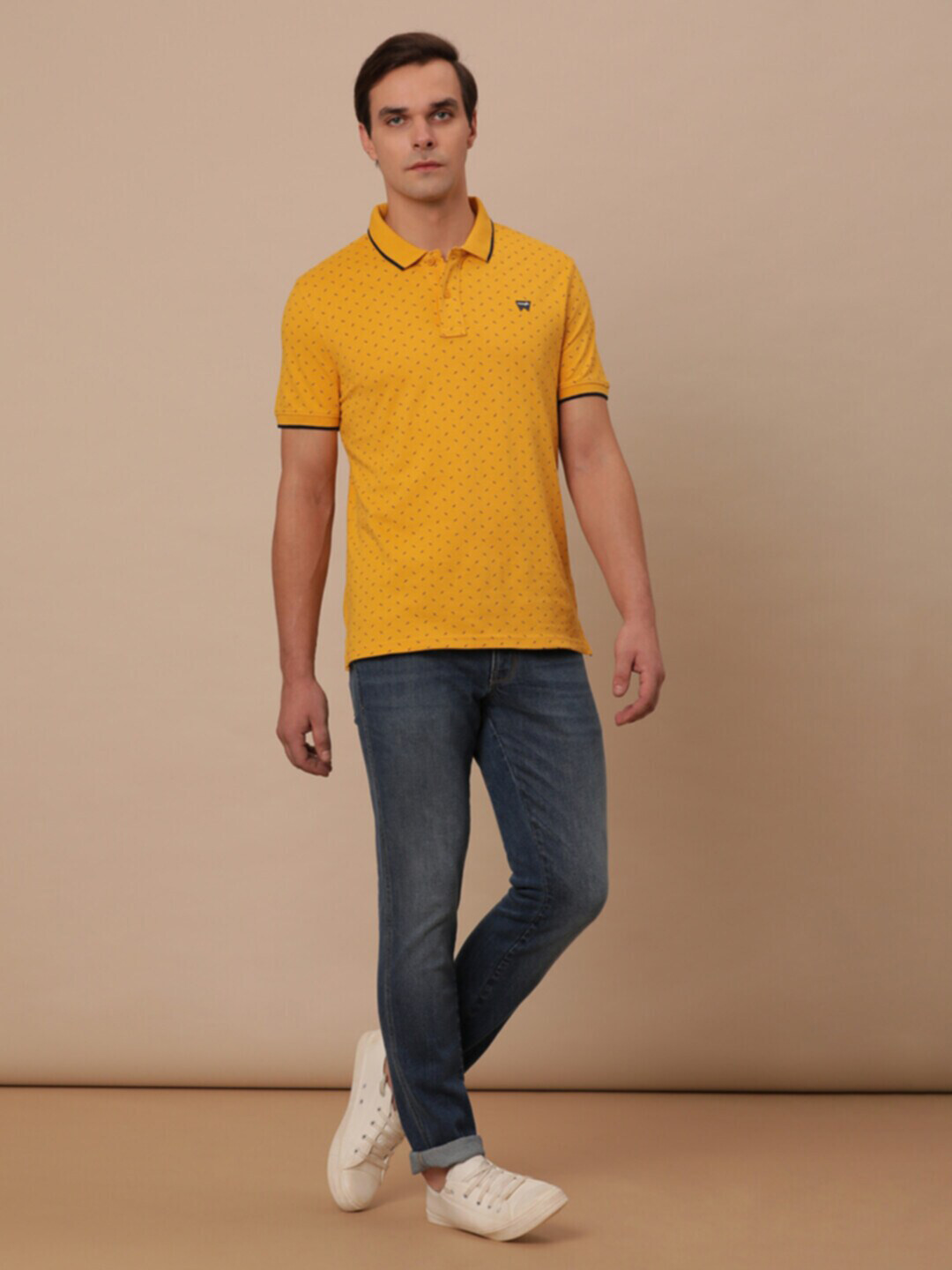 Wrangler Micro Ditsy Printed Polo Collar Cotton T-shirt