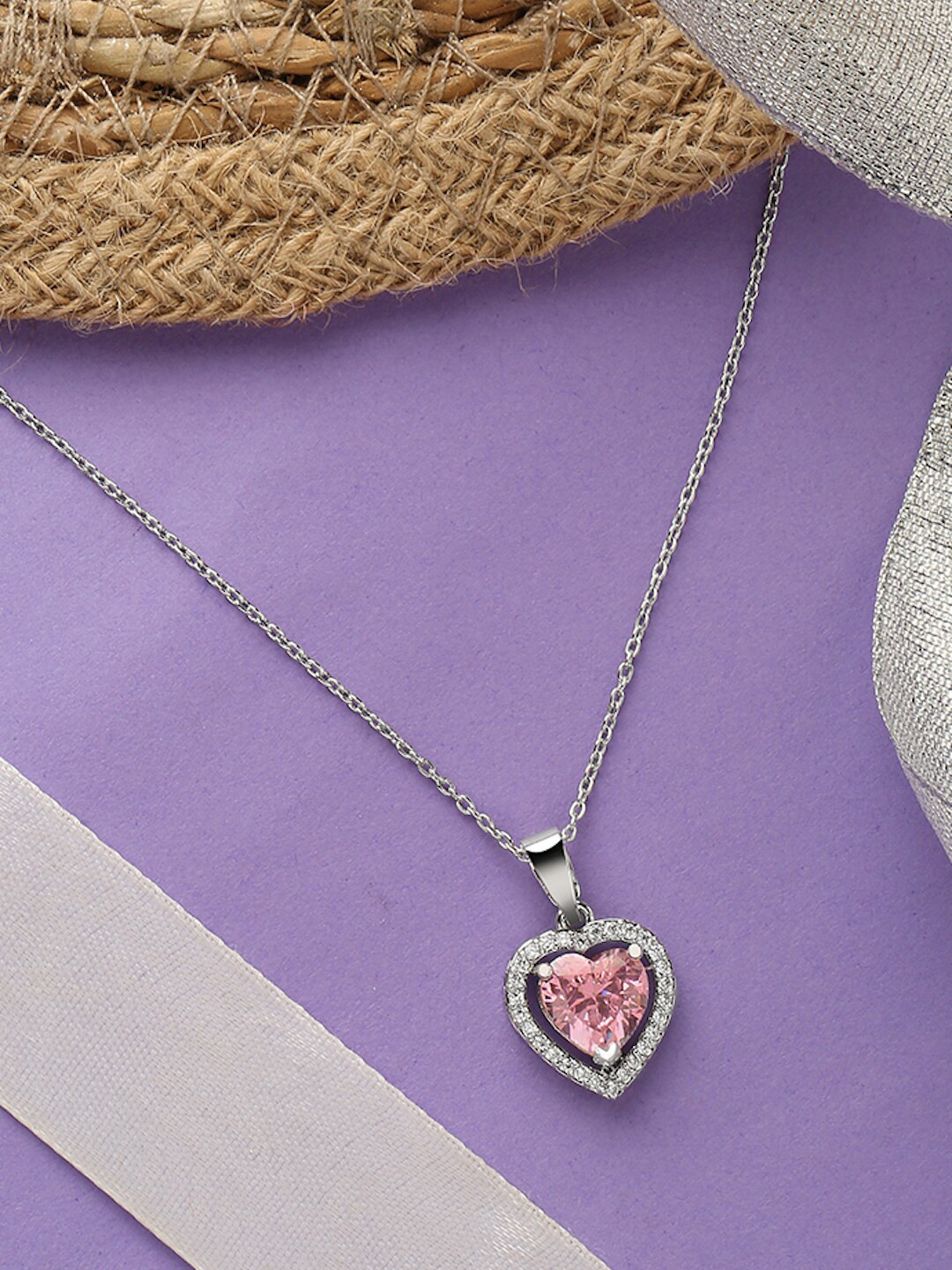 DressBerry Pink Brass Silver-Plated Necklace