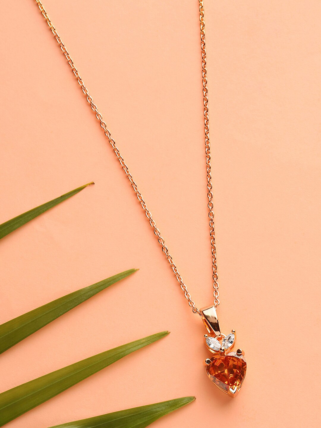 DressBerry White Brass Rose Gold-Plated Necklace