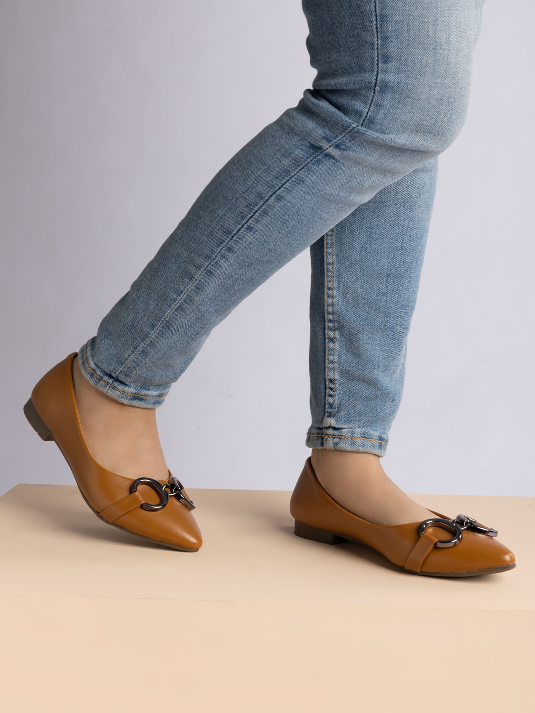 Shezone Buckle Embellished Ballerinas