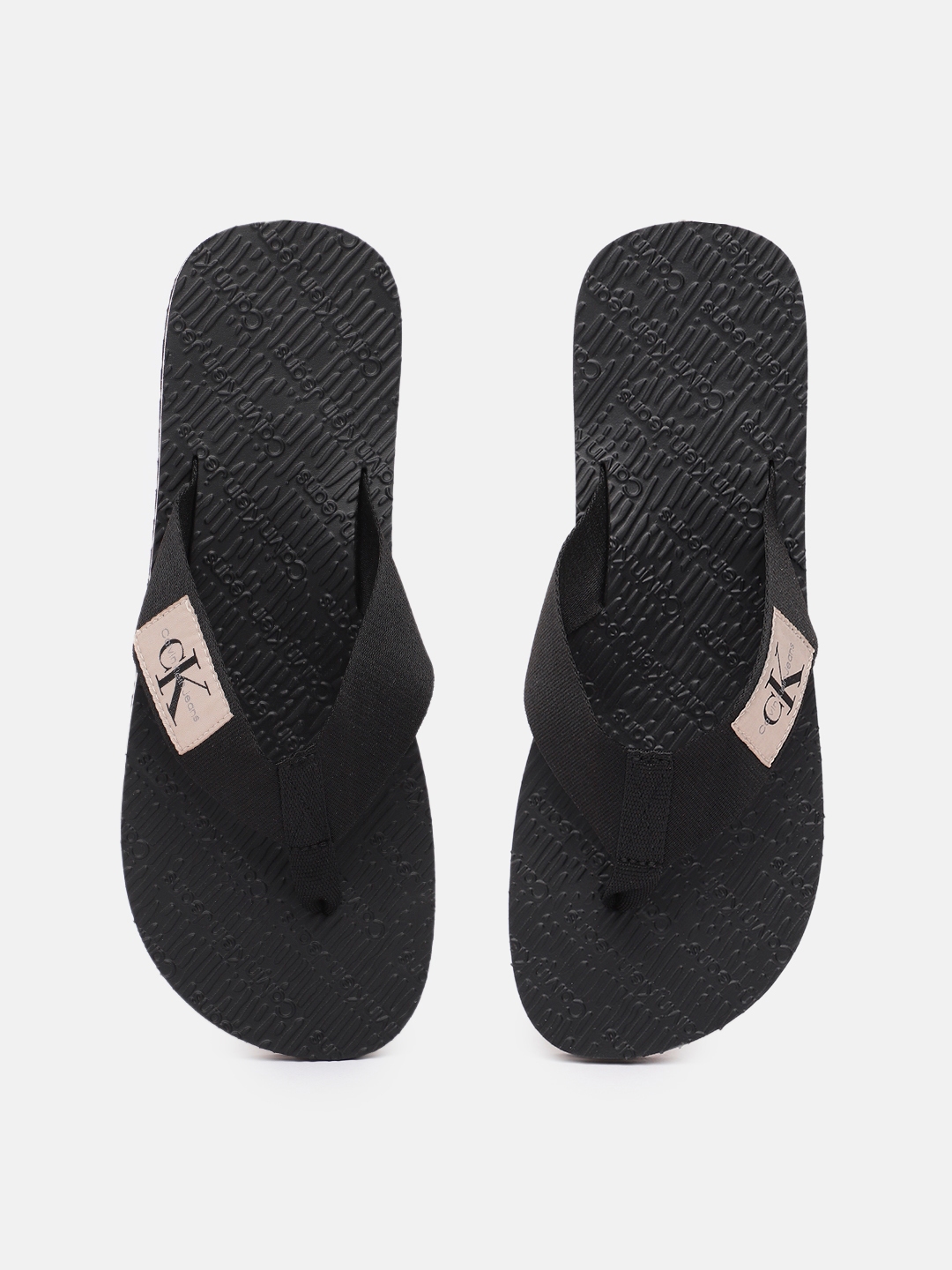 Calvin Klein Men Solid Thong Flip-Flops With Brand Logo Applique Detail