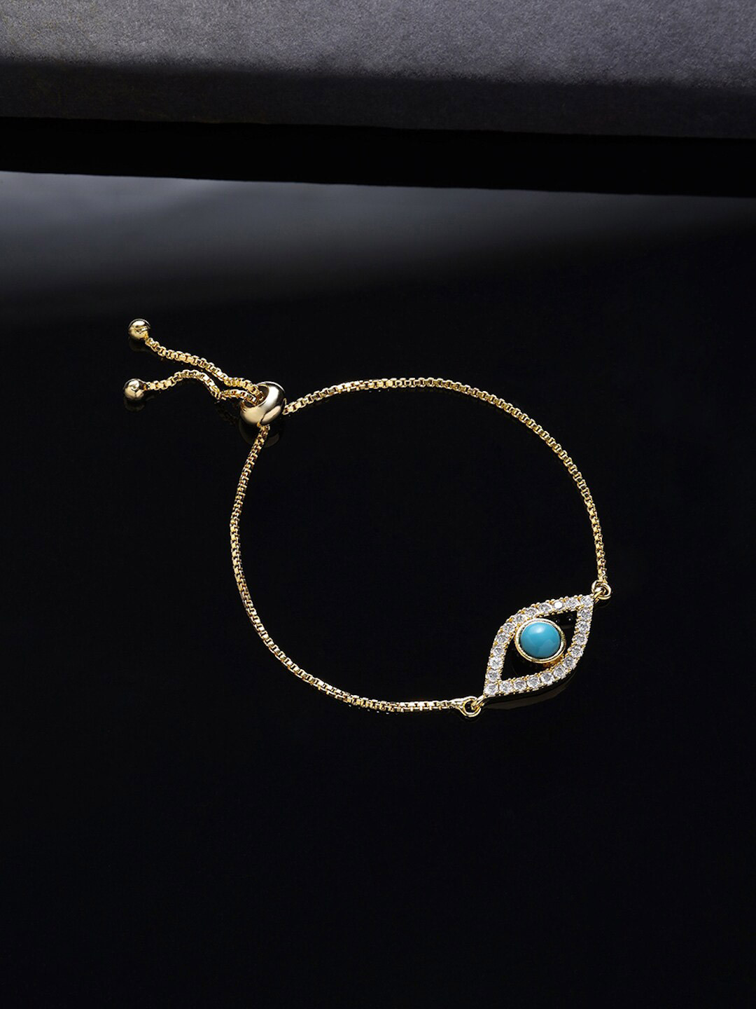 DressBerry Women Gold-Plated Gold-Toned & White Brass CZ Evil Eye Wraparound Bracelet