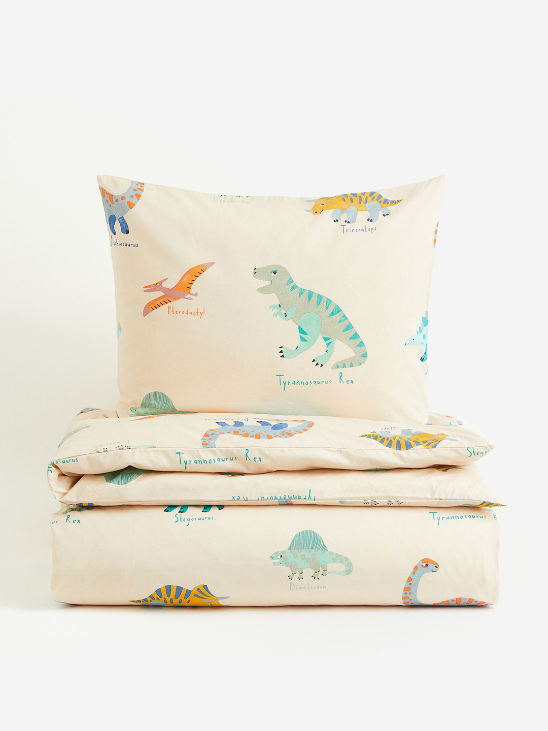 H&M Kids Beige Patterned Single Duvet Cover Set