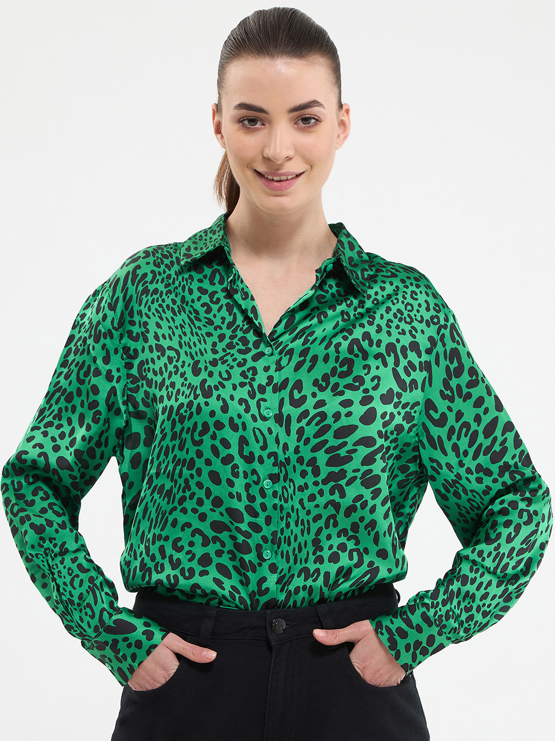 TERRANOVA Animal Print Casual Shirt