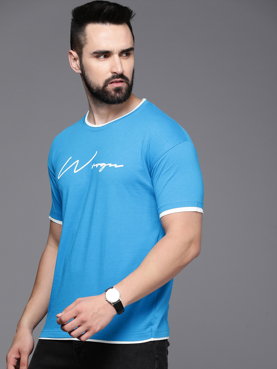 WROGN Brand Logo Minimal Print Pure Cotton T-shirt