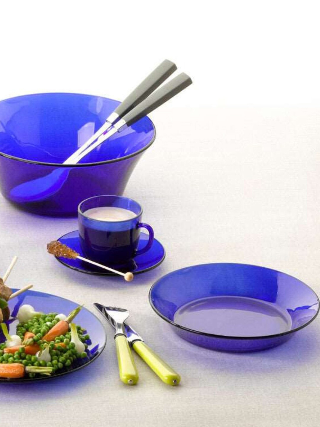 DURALEX Navy Blue 6 Pieces Glass Soup Plates