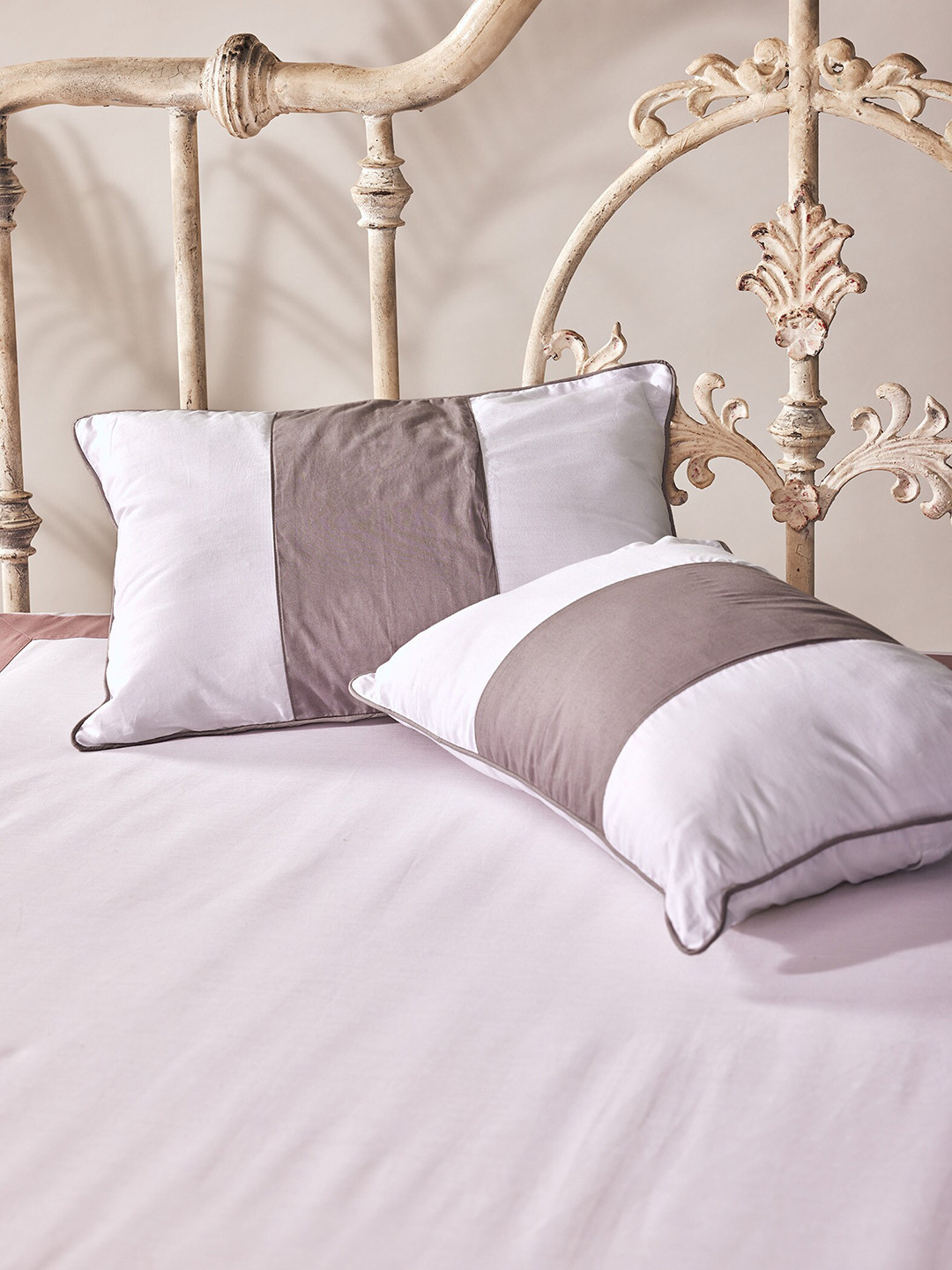 The Label Life Ivory White & Grey Cotton Pillow Cover