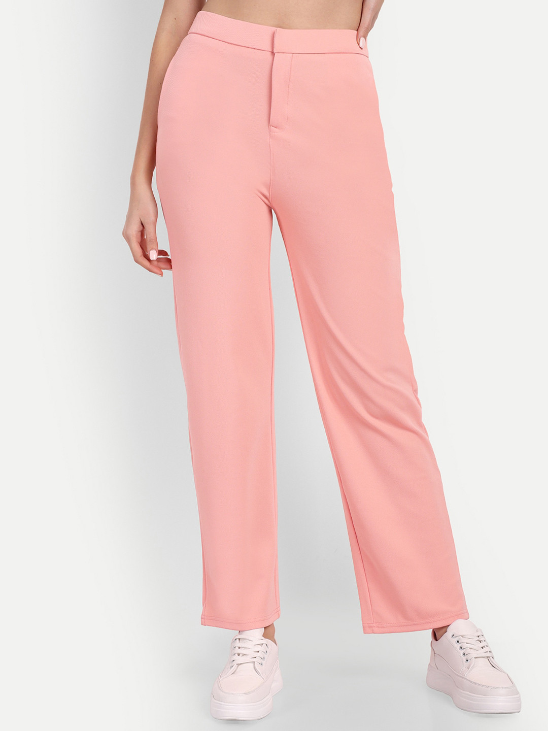 Next One Women Relaxed Straight Leg High-Rise Trousers