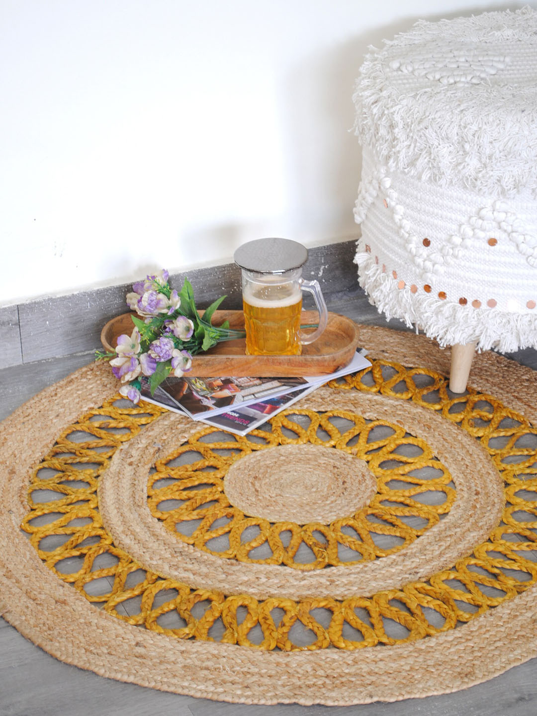 Art Avenue Brown Round Jute Bath Rug