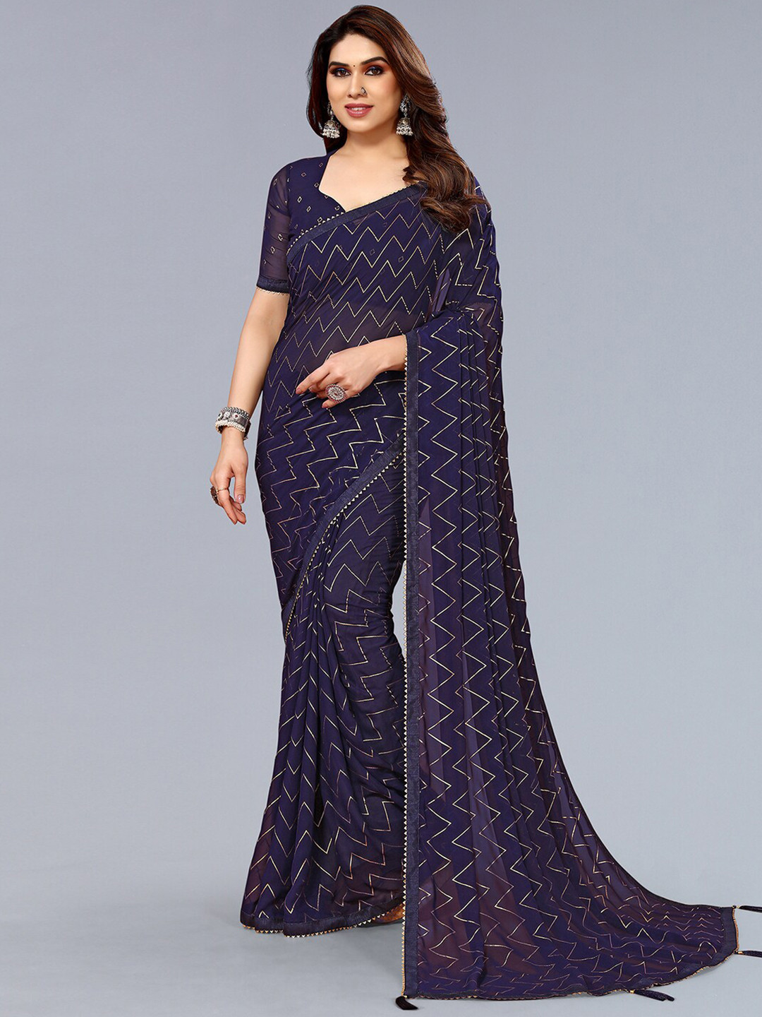 SIRIL Striped Gotta Patti Saree