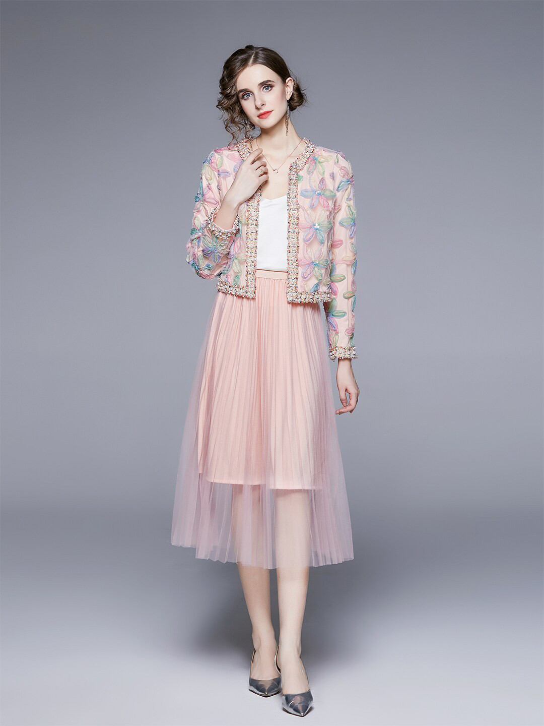 JC Collection Embellished & Accordion Pleat Co-Ords