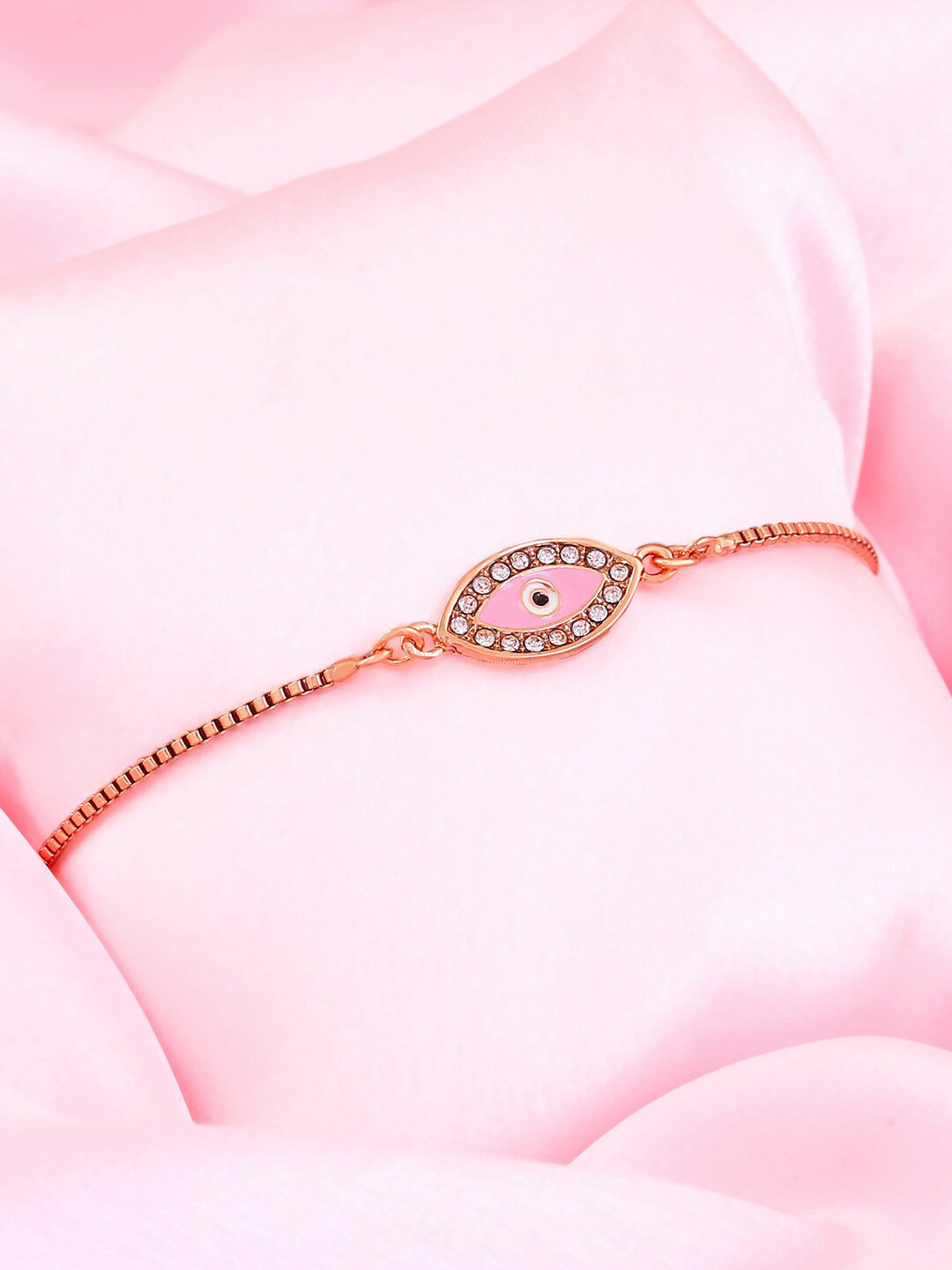 Estele Women Crystals Handcrafted Rose Gold-Plated Charm Bracelet