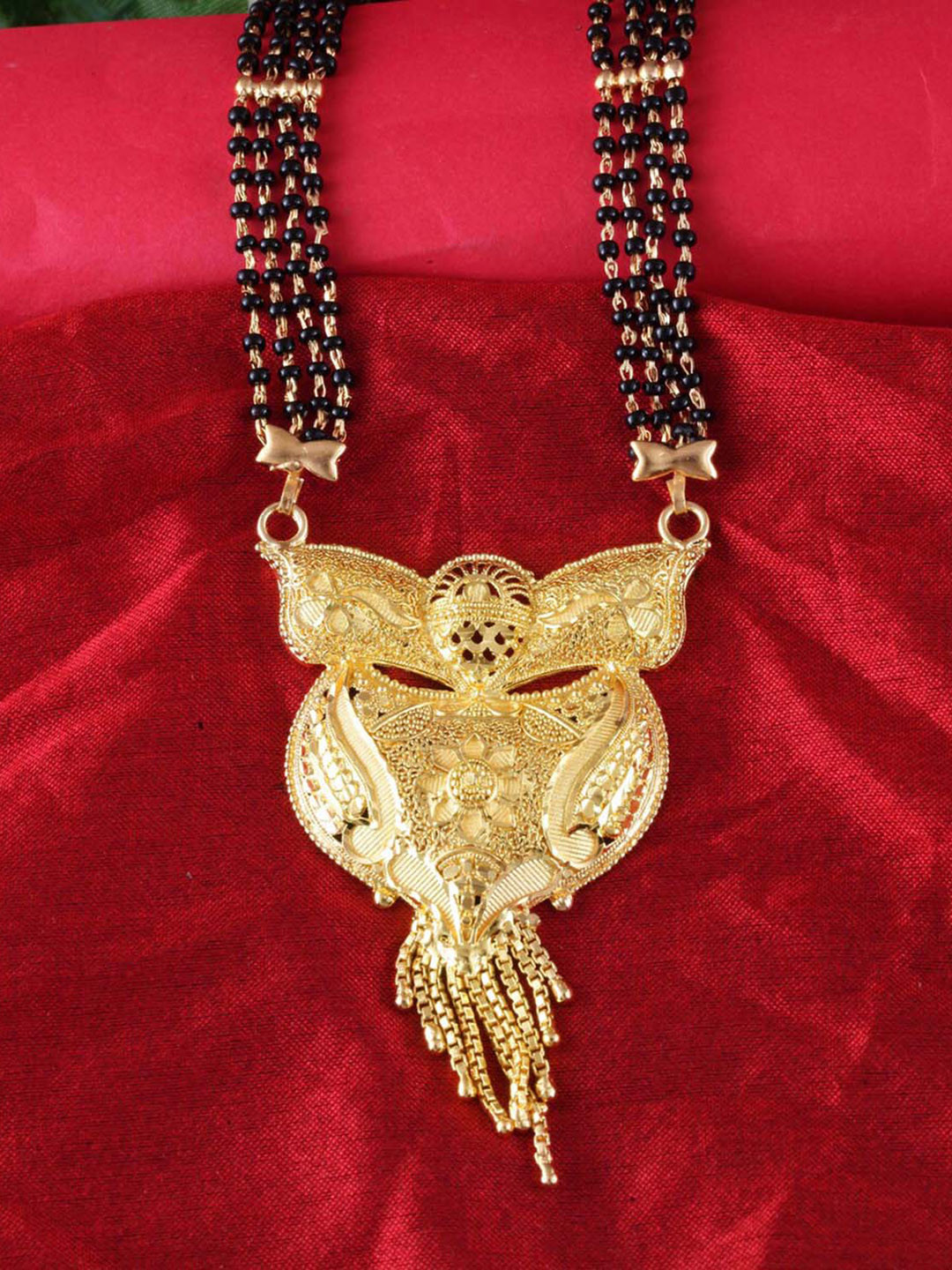 MEENAZ Gold-Plated Beaded Traditional Mangalsutra