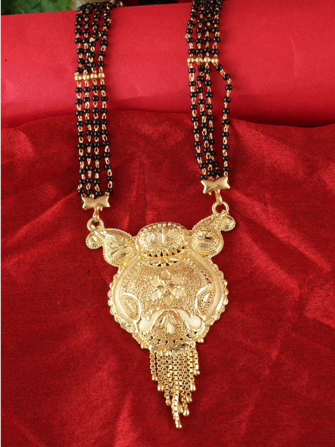 MEENAZ Gold-Plated Long Chain Traditional Beads Pendant Mangalsutra