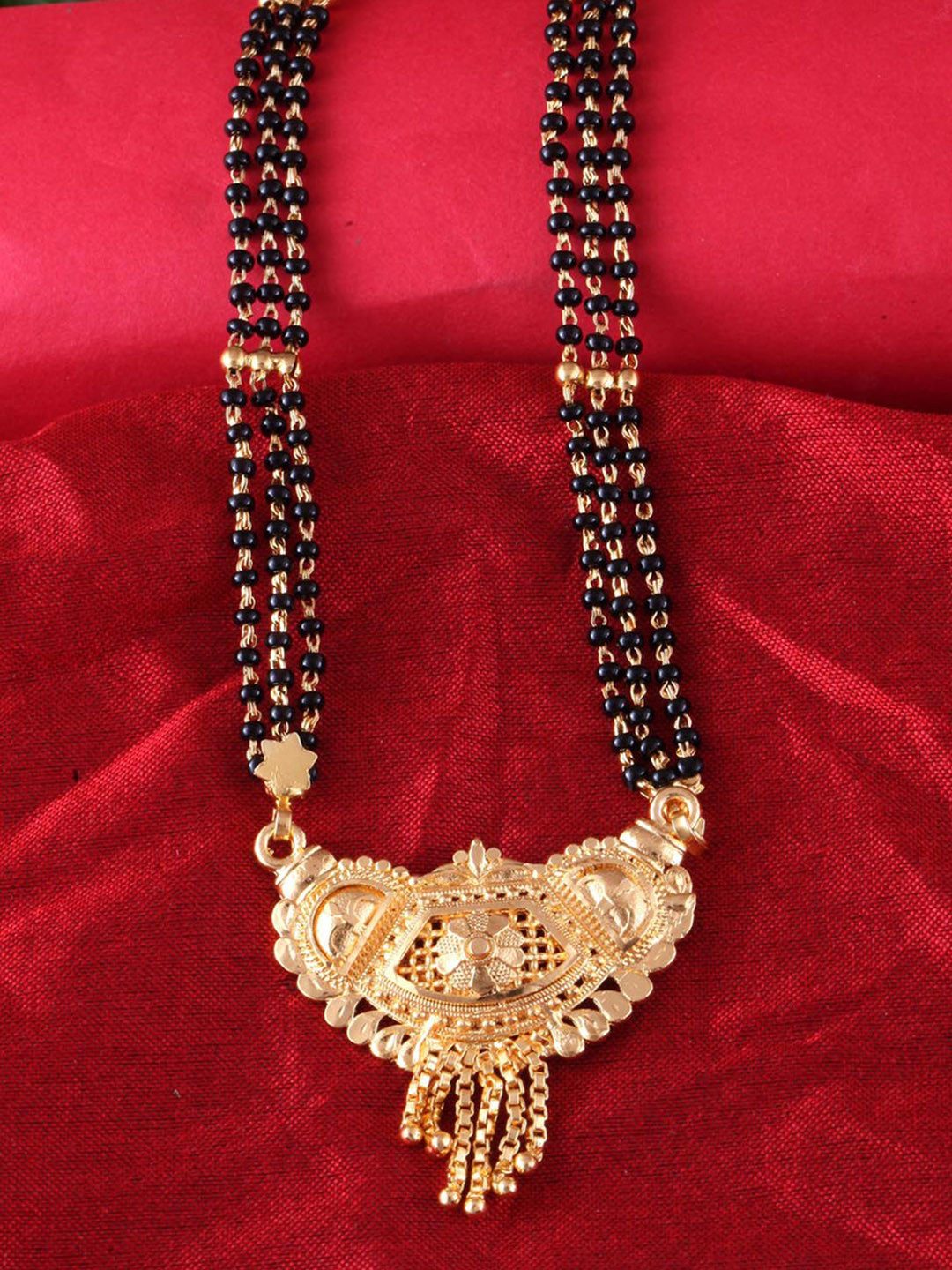 MEENAZ Gold-Plated Artificial Stone & Bead Studded Traditional Long Mangalsutra
